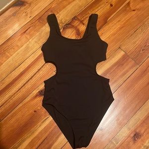 NEW- SHEIN One Piece Black ribbed Sz. 14-16 Years